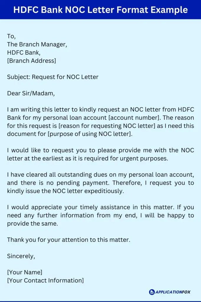 (6+ Samples) Application for NOC from Bank