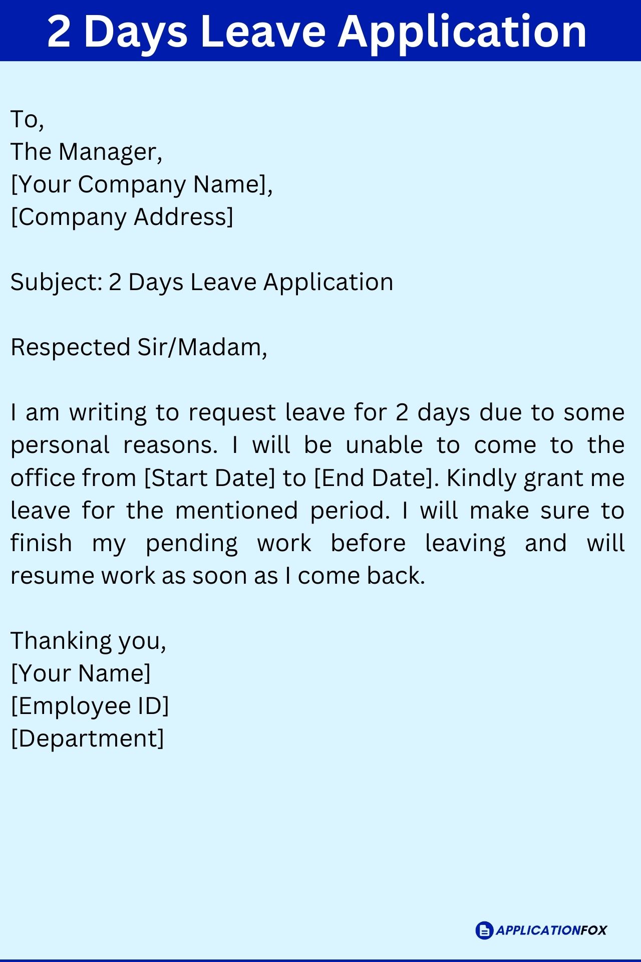 (9 Samples) Leave Application for 2 Days