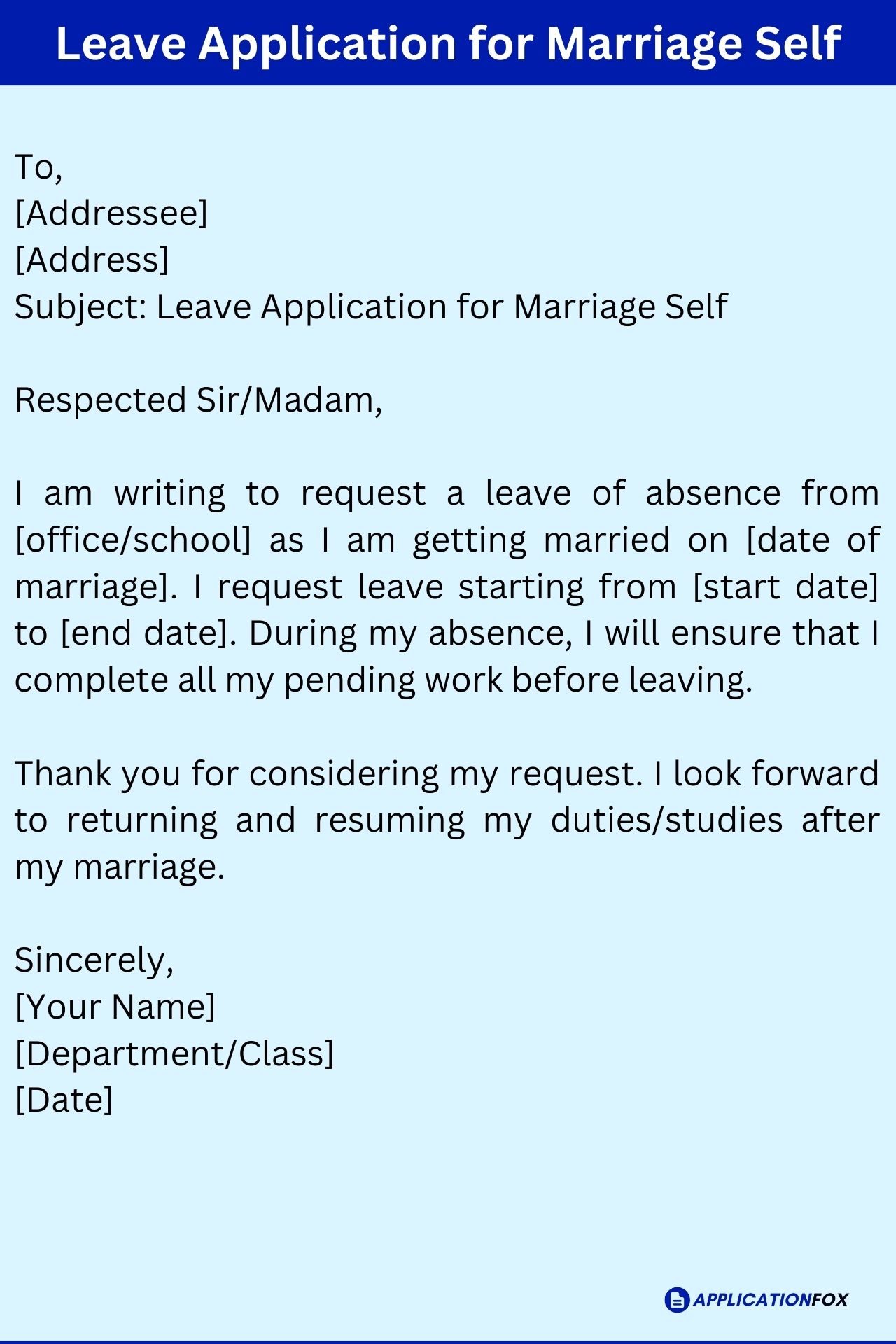 (9 Samples) Leave Application for Marriage