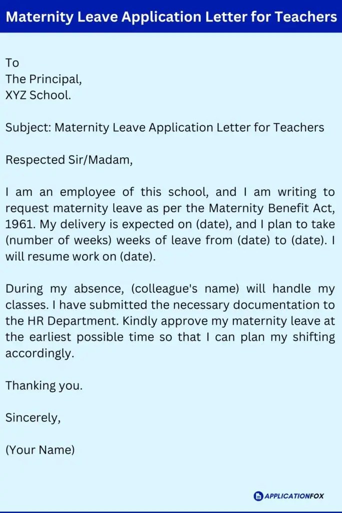 (7+ Samples) Maternity Leave Application for Teachers