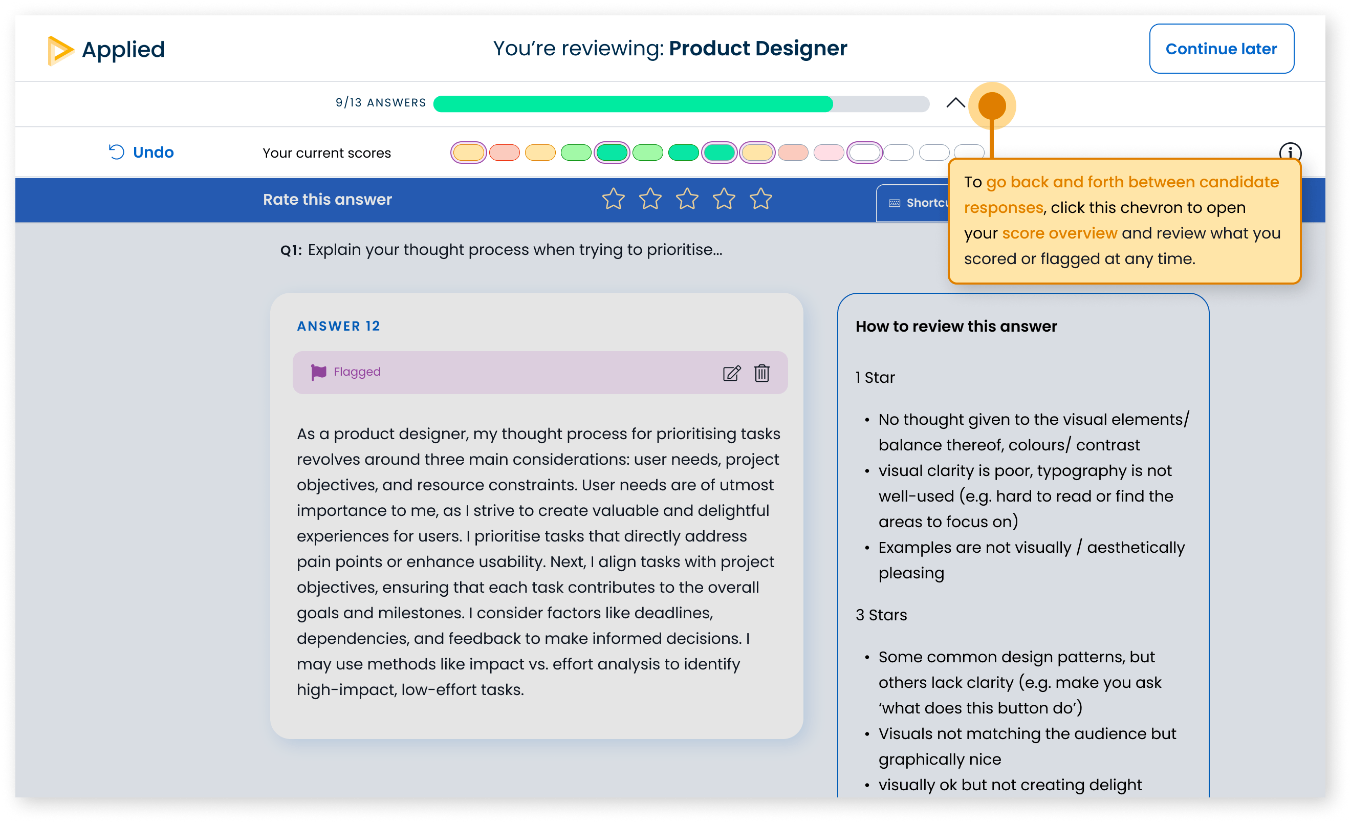 Flagging answers to sift questions Applied