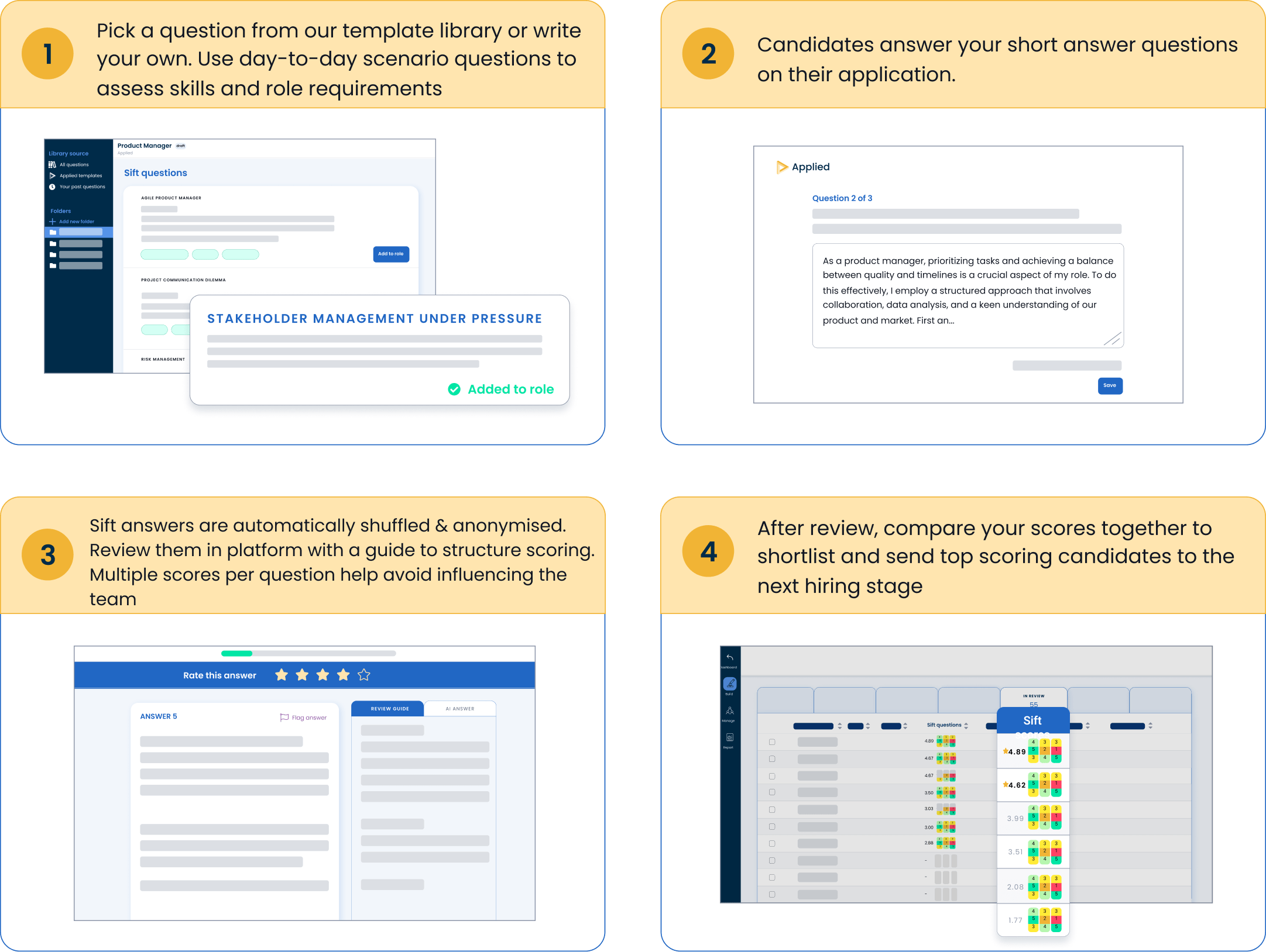 Sift Questions FAQ Applied