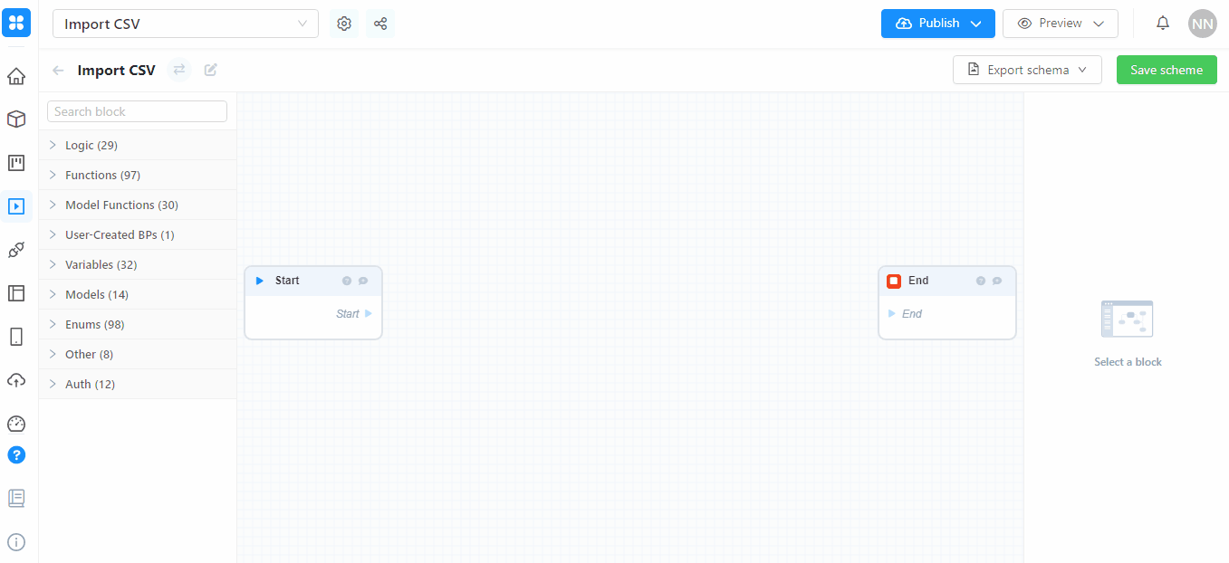 Import CSV AppMaster