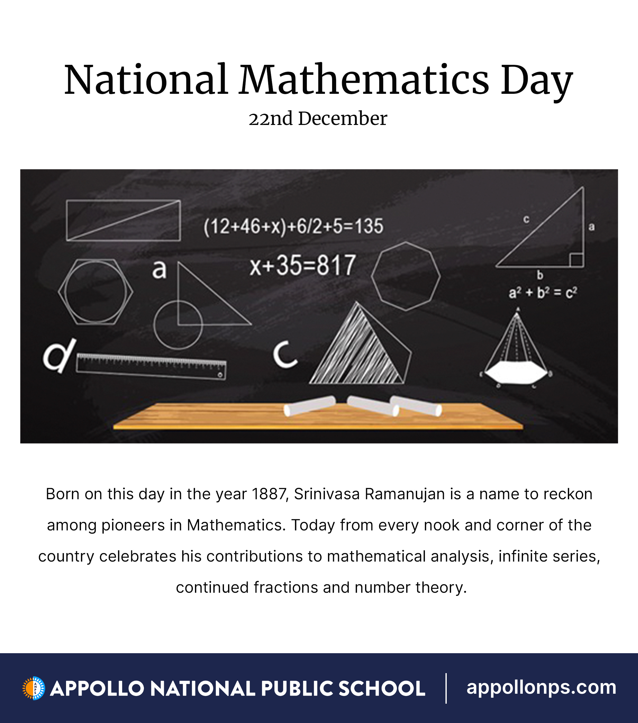 National Mathematics Day Appollo National Public School