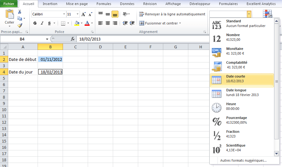 Calculer la durée entre deux dates sur Excel