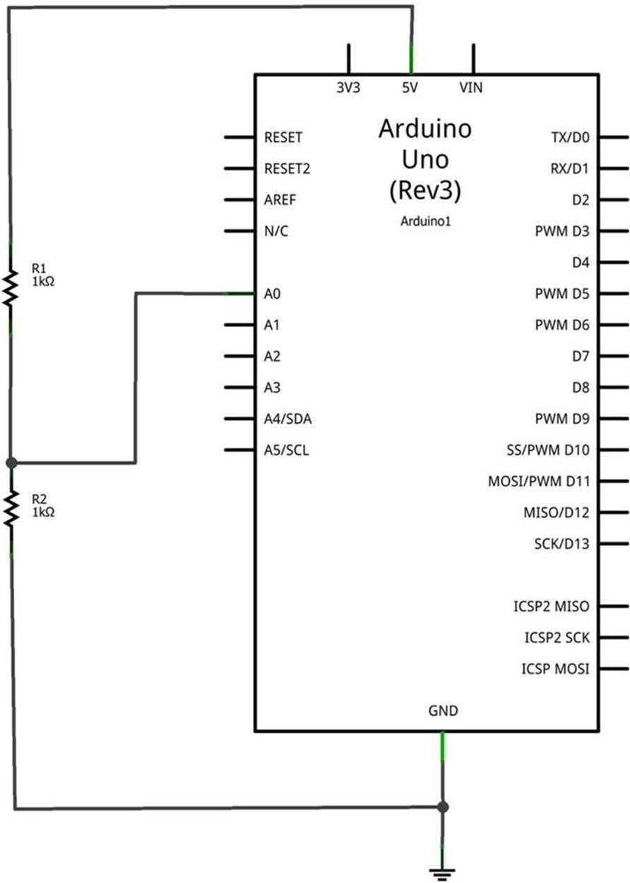 An Arduino Ohmmeter circuit schematic diagram