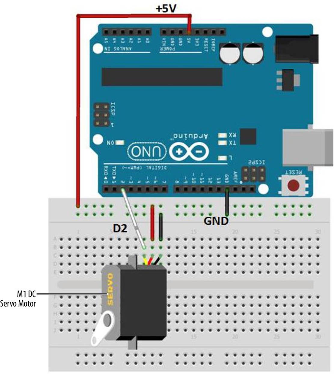 The Servo Motor Tester Fritzing wiring diagram