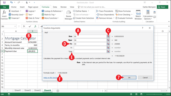 Creating Excel Formulas And Functions - Microsoft Office 2016 At Work For Dummies (2016)