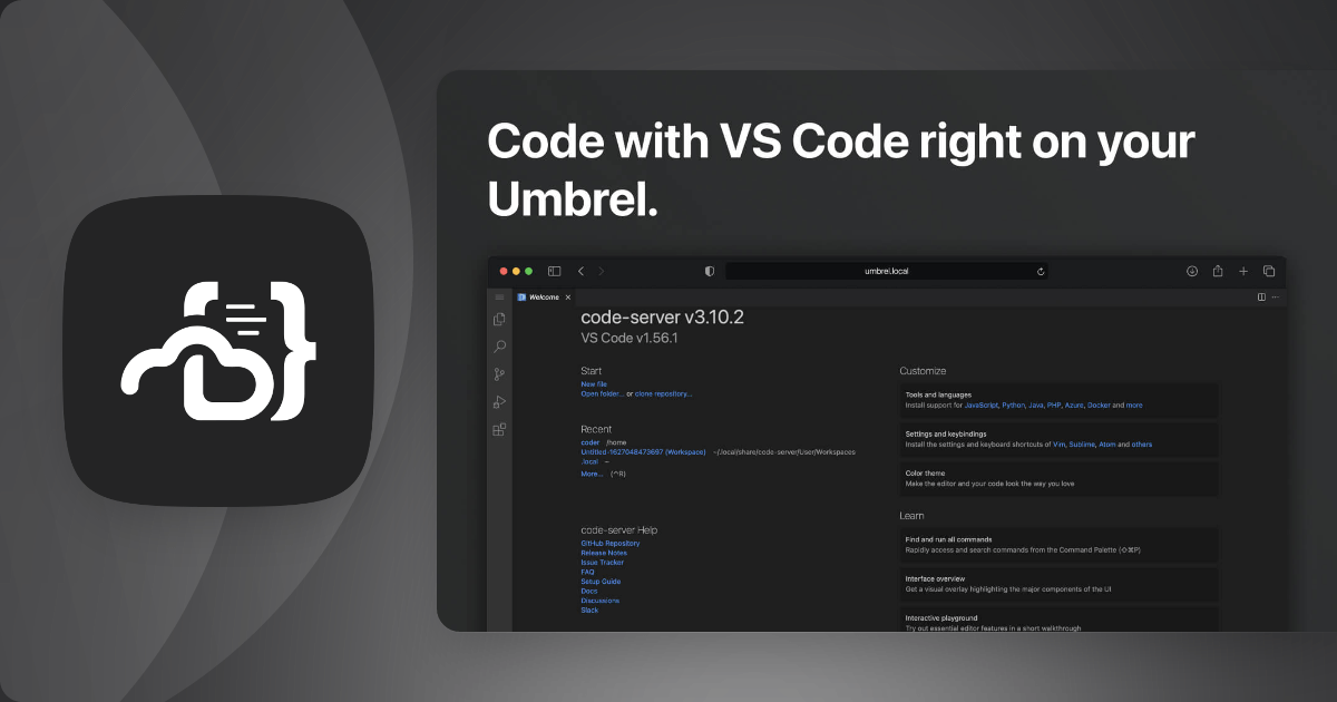 codeserver Umbrel App Store