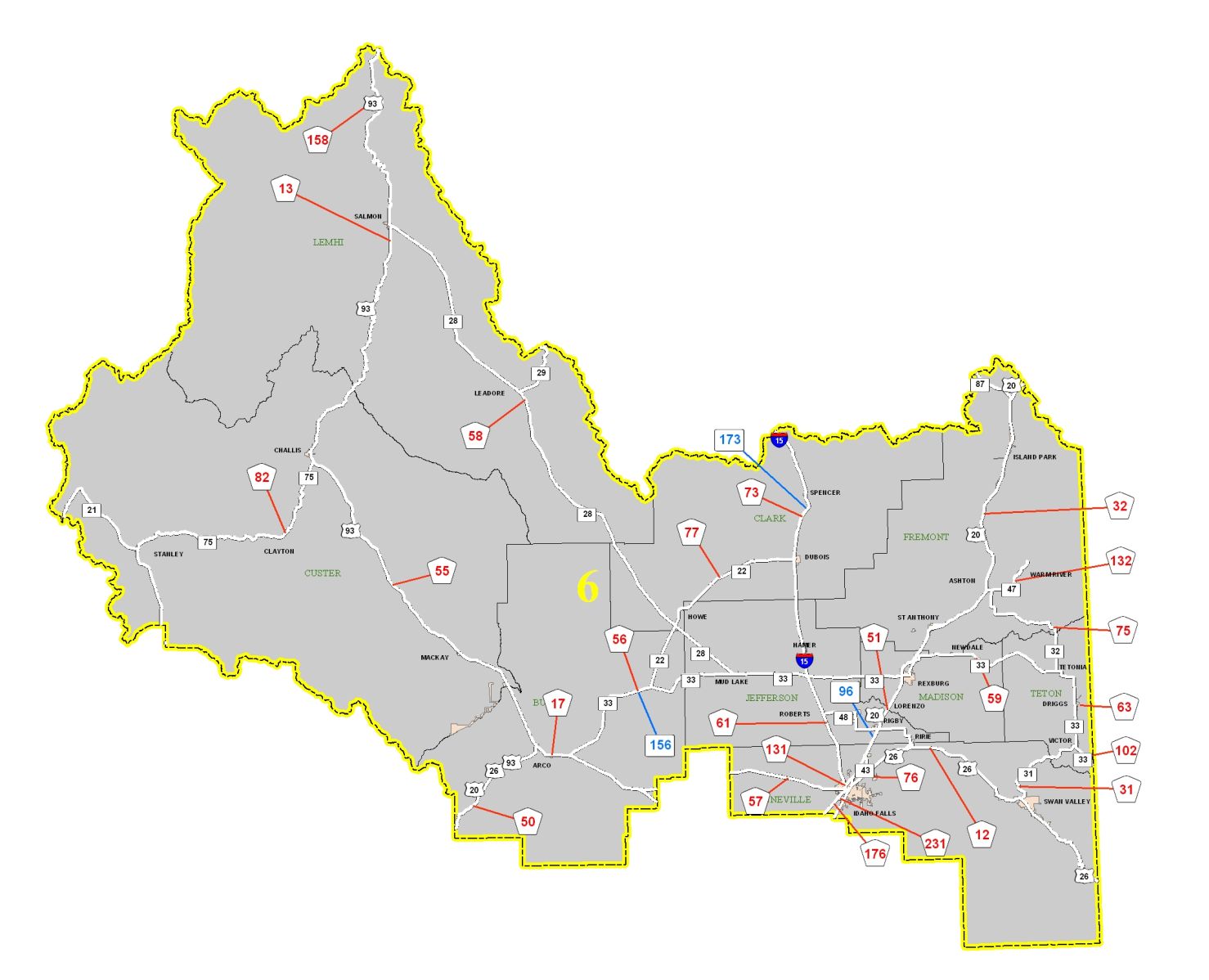 Map Of Eastern Idaho District 6 East Idaho