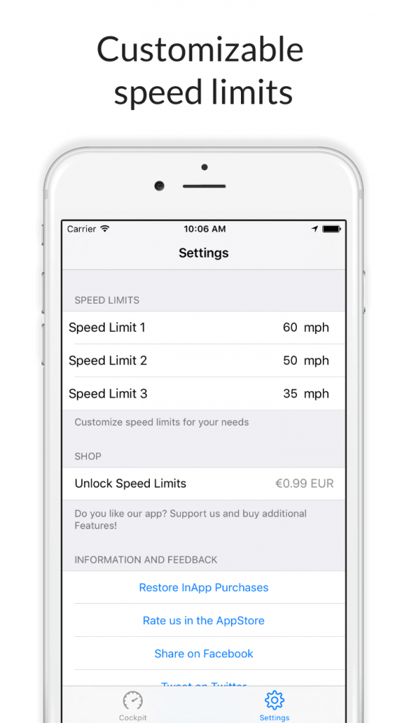 Speed Control the app to prevent punitive damages in SPECS Apps