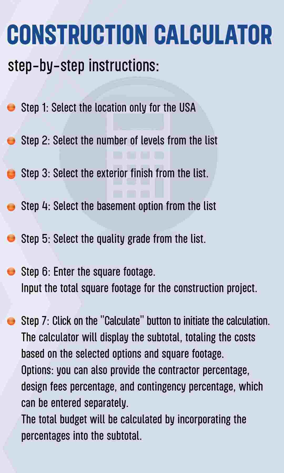 Construction Calculator Costs to Build A House
