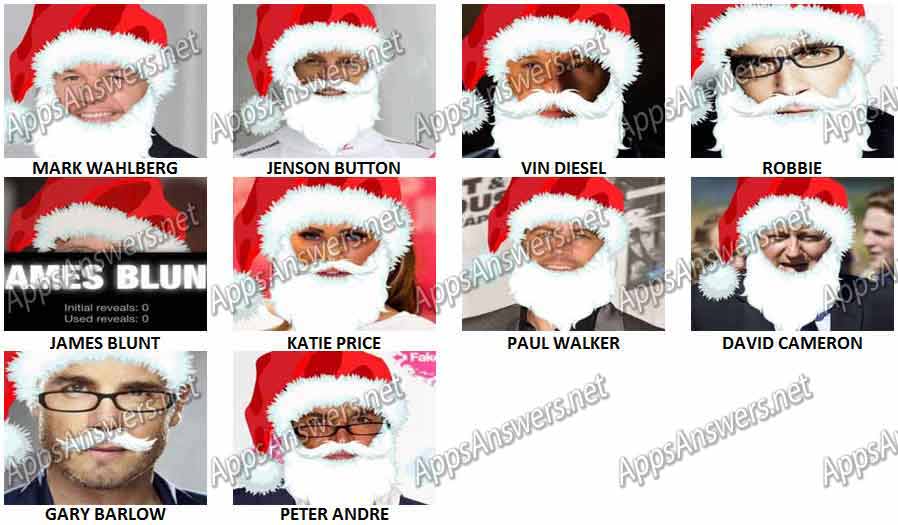 Christmas Factor Celebrity Santa Level 41 Level 50 Answers Apps
