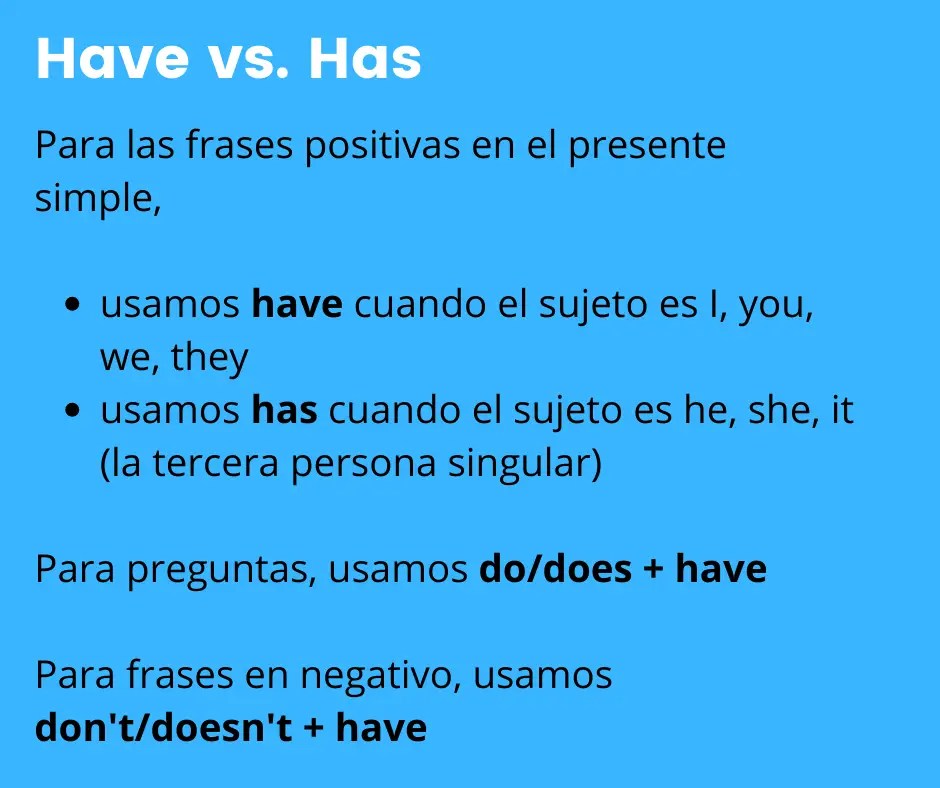 Álbumes 92+ Foto Cuando Se Utiliza Has Y Have'' En Inglés Ejemplos Lleno