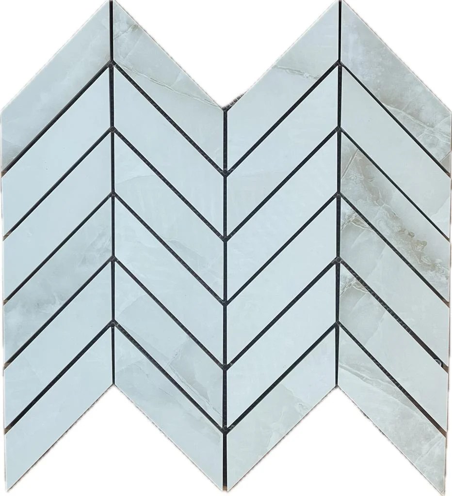 Aquaris Melanoid Hearing Bone Glossy Polished Mosaic ZH Tiles