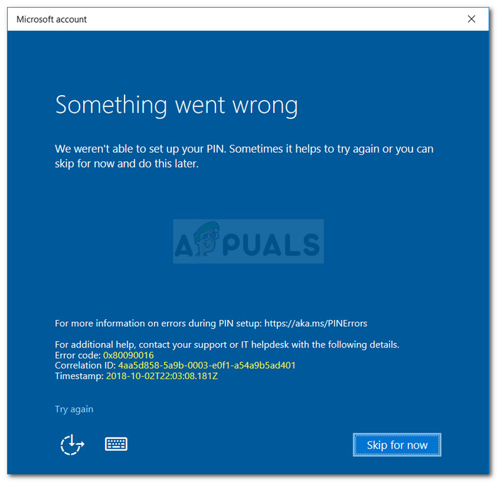 Fix Something Went Wrong Error 0x80090016 on Windows 10