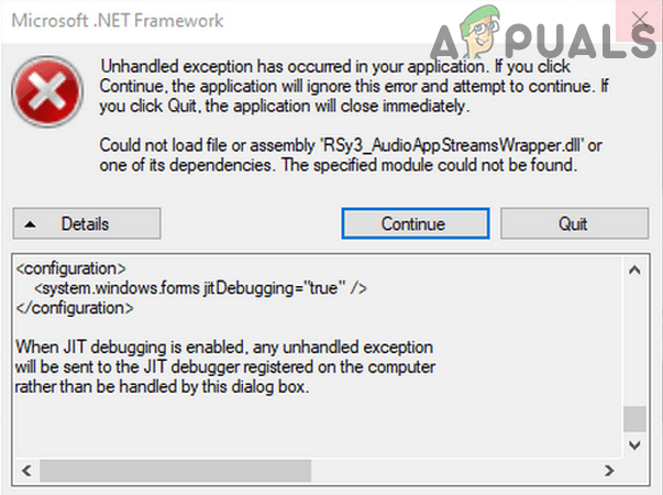 Fix Could not Load File or Assembly 'RSy3_AudioAppStreamsWrapper.dll