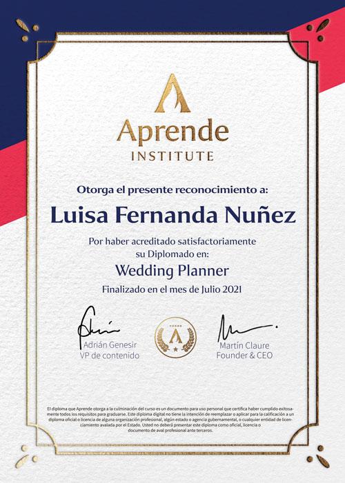 Diplomado en Wedding Planner Aprende Institute