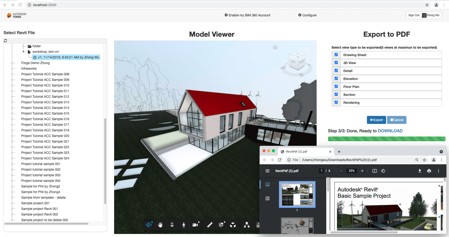 Export PDF by Revit Design Automation sample Autodesk Platform Services