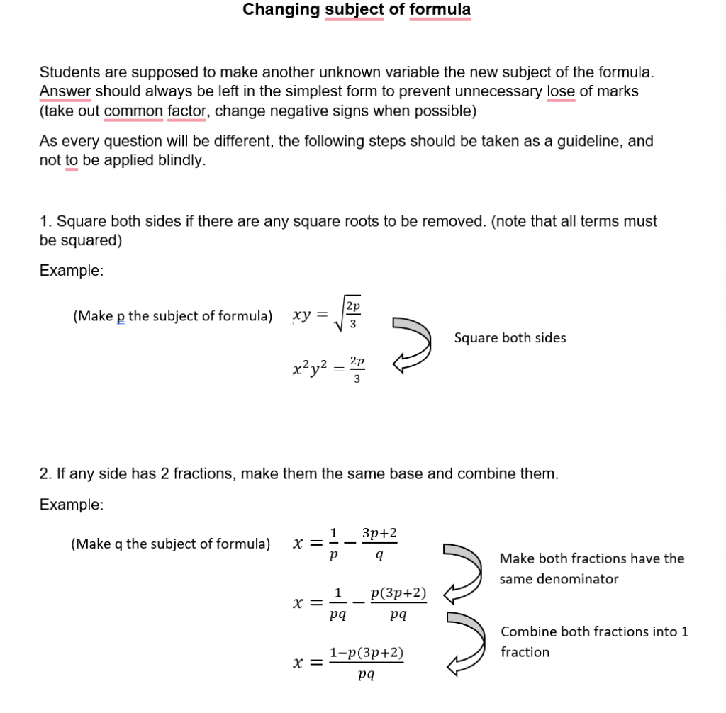 Changing subject of formula AptTuitionlab