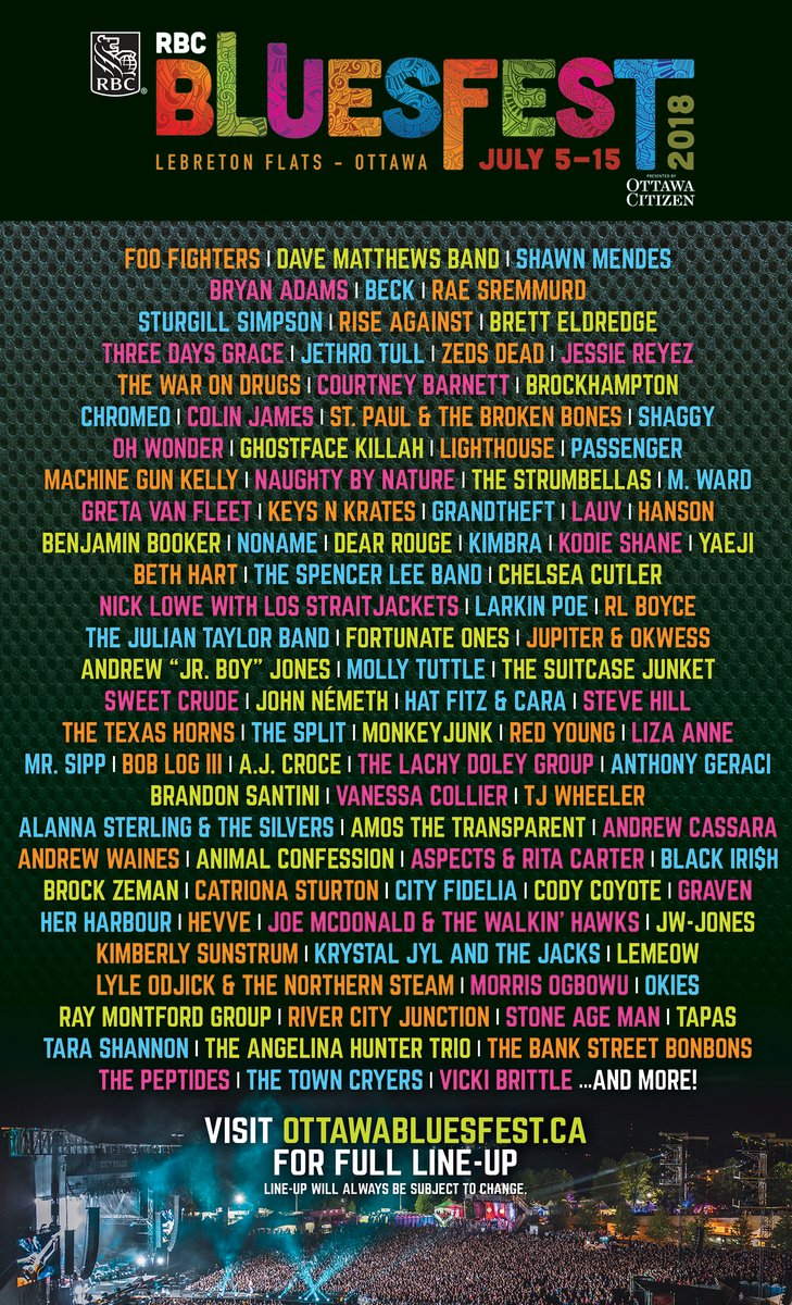 Bluesfest organizers unveil the summer music festival’s 2018 lineup