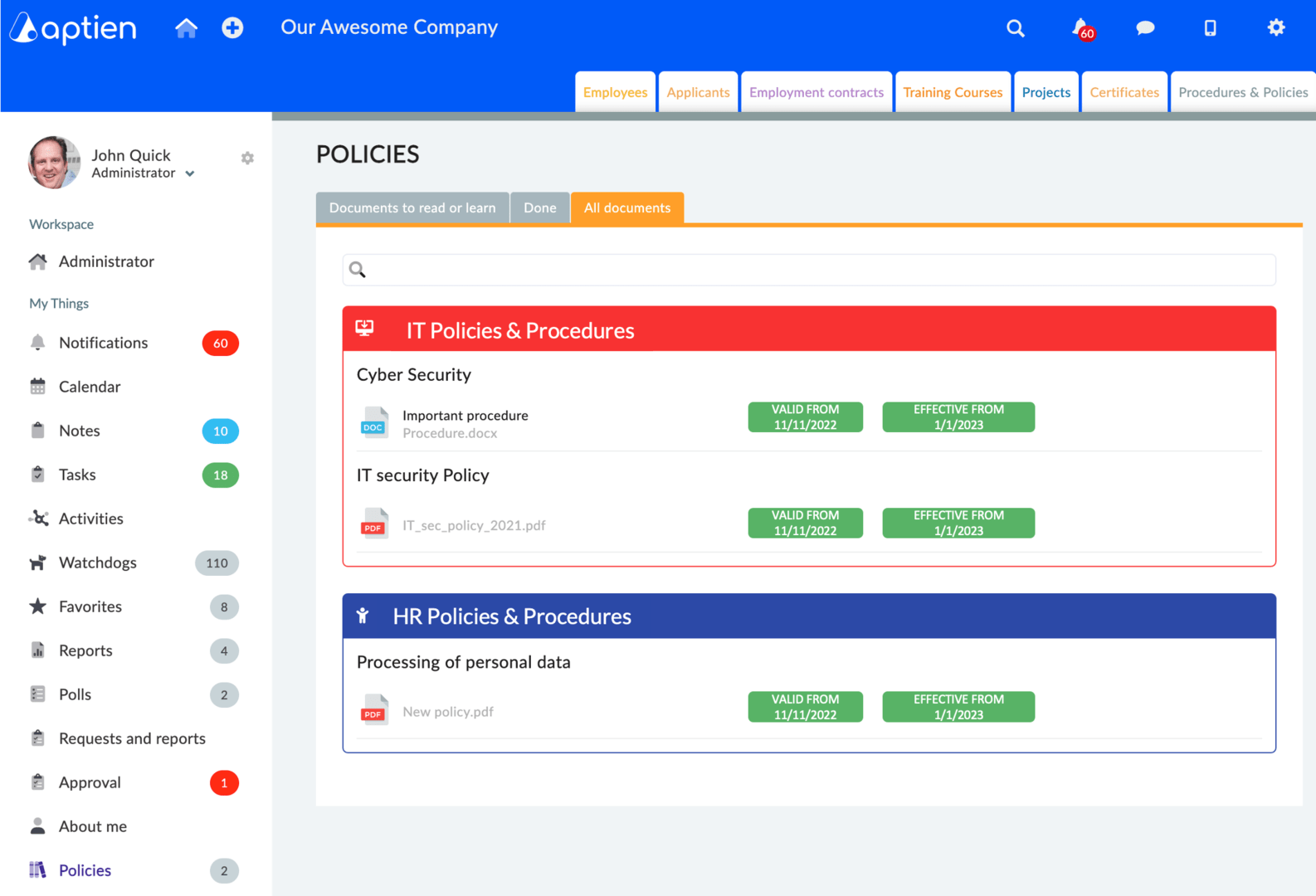 What is the difference between a valid and an effective document