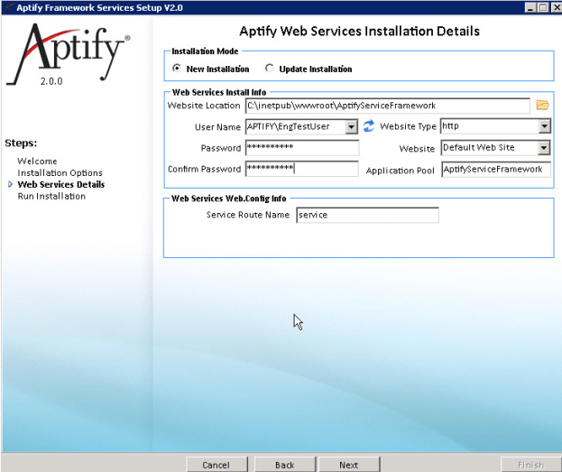 Step Two Installing Aptify Framework  Services Aptify Support
