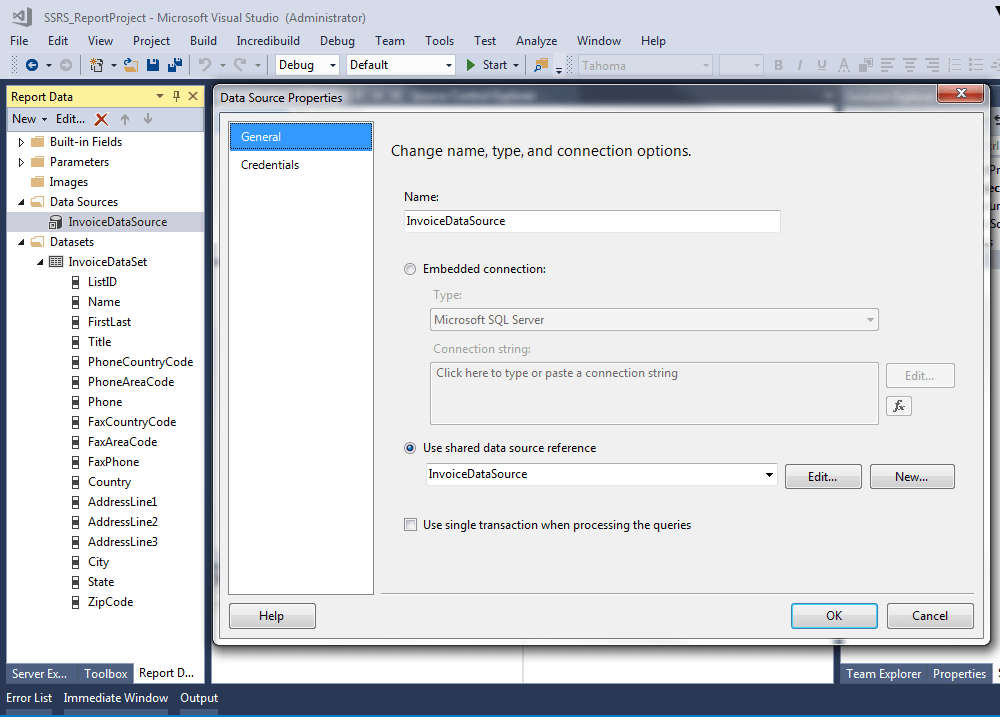 Working with SSRS Reports using Visual Studio Aptify Support