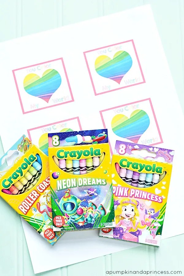 You Color My World Valentines Printable Over The Big Moon