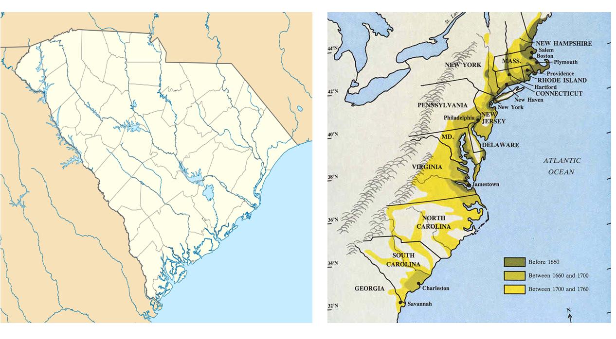 Charles Town Location Political Map apushcanvas [licensed for use only] / The Restoration