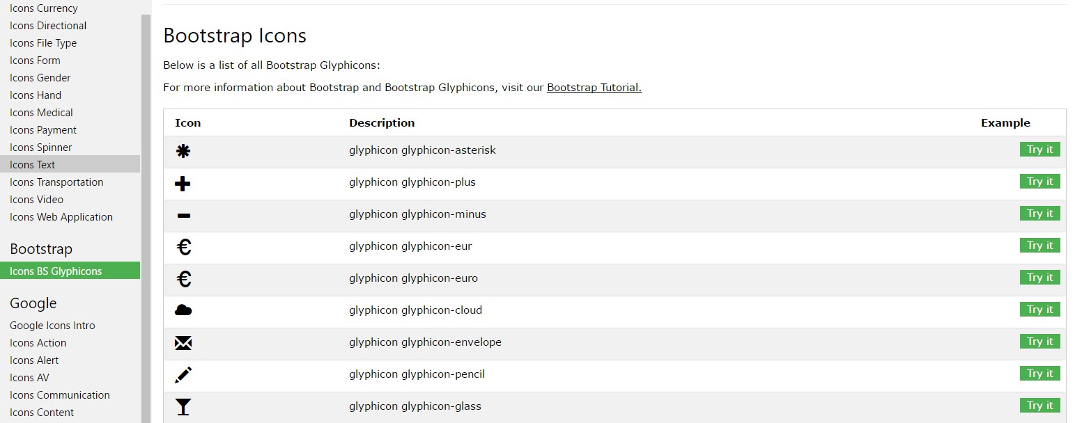 Bootstrap Icons List