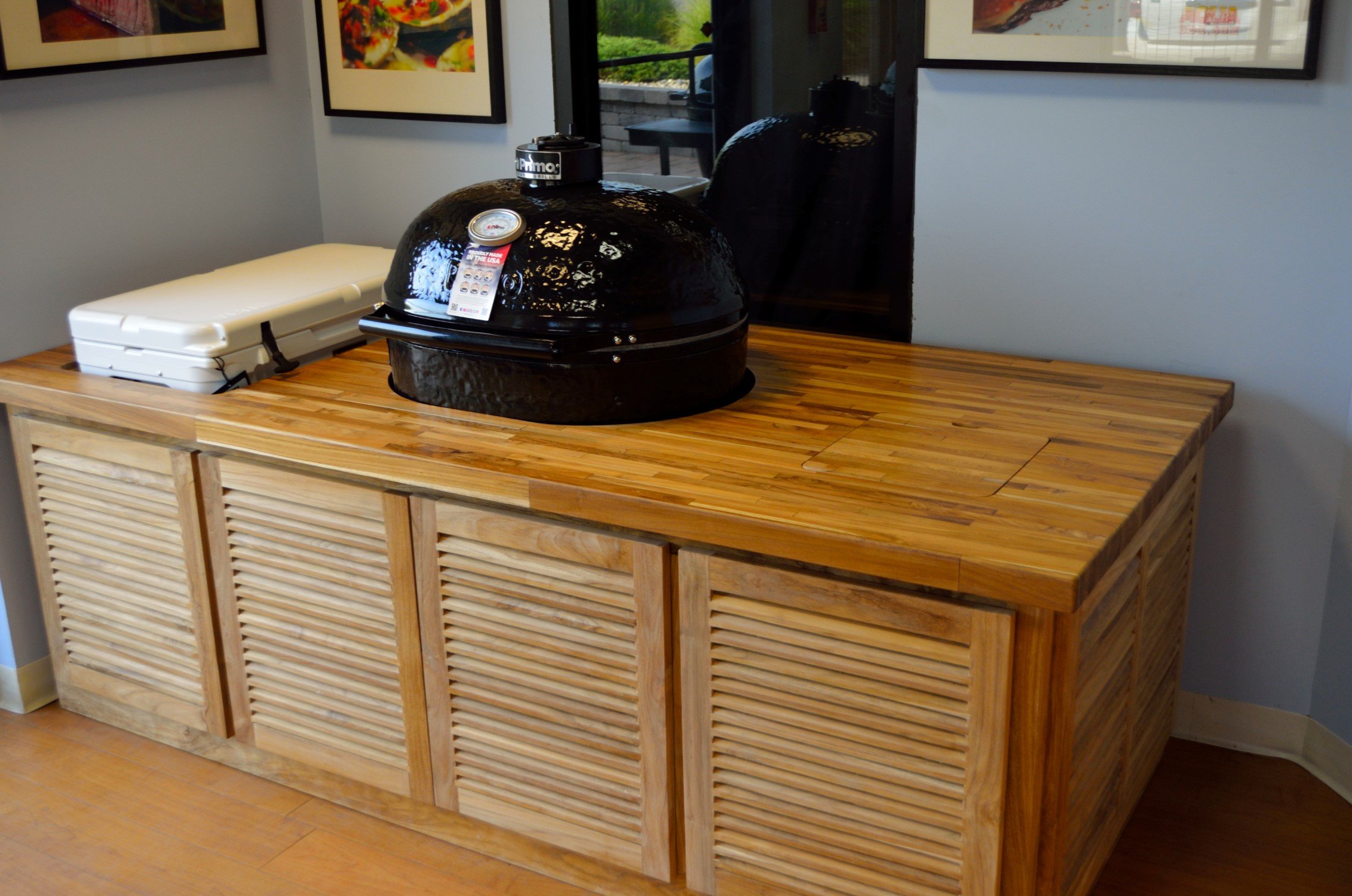 Primo Custom Teak Outdoor Kitchen Primo Grills & Smokers Aqua BBQ