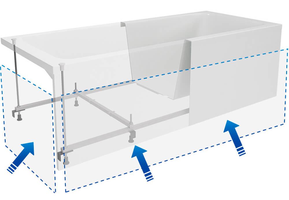 Aquade Bonn Badewanne 170x70 cm aus Acryl Komplett Set kaufen