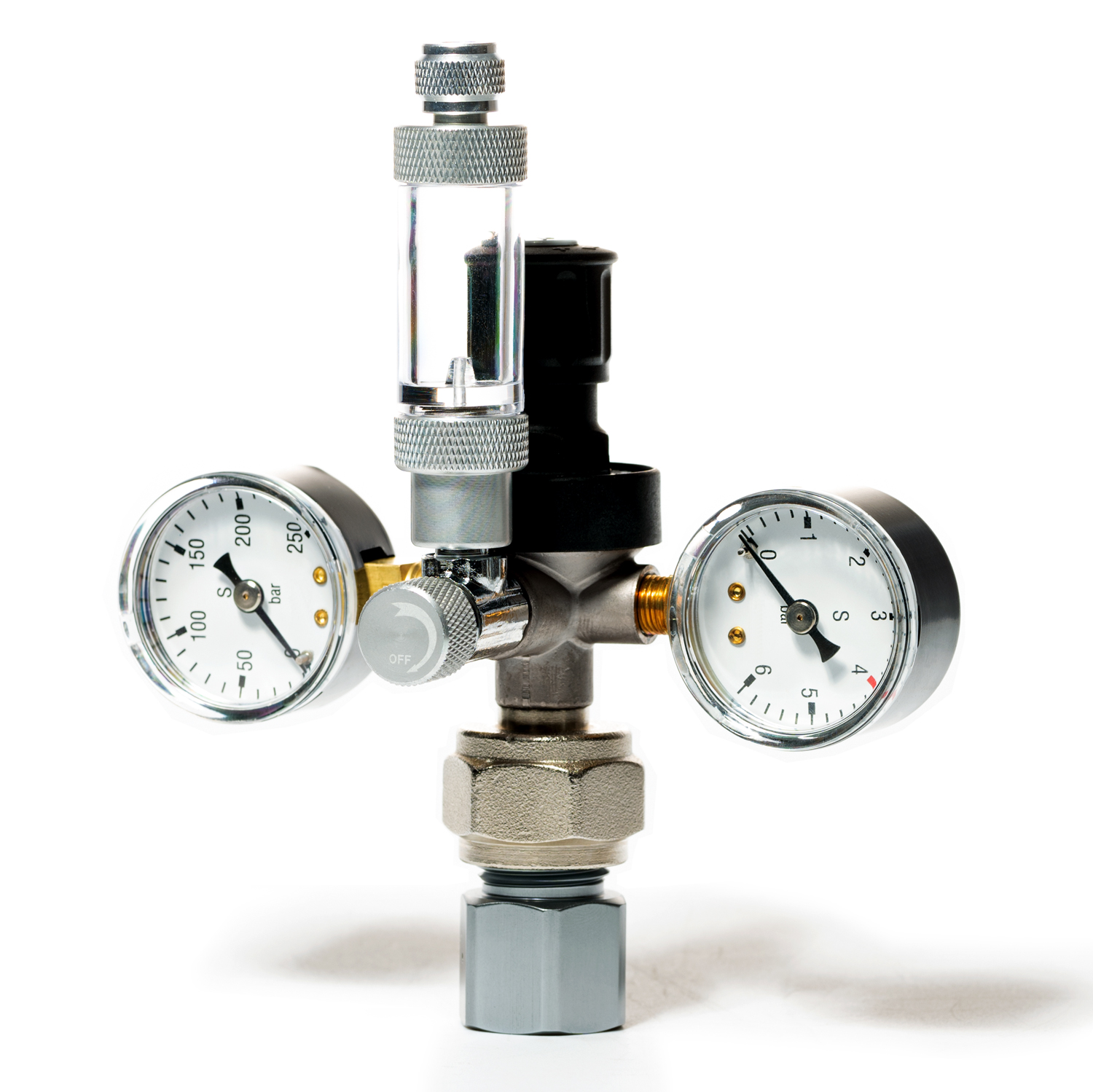 CO2Druckminderer für SodaStream o.Ä. Zylinder. Mit Doppelmanometer, und integ