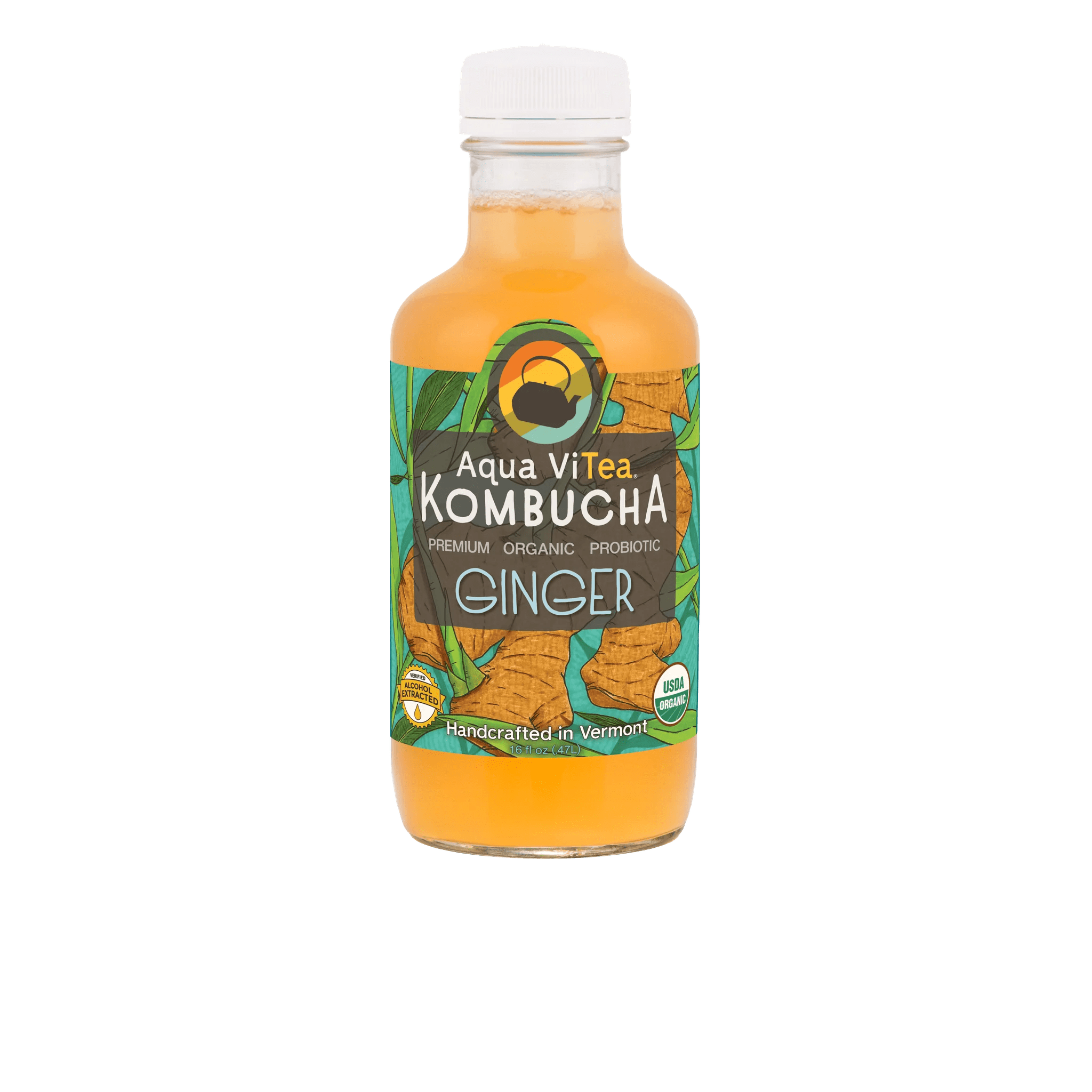 Ginger Kombucha 12Pack 16oz Bottles Aqua ViTea