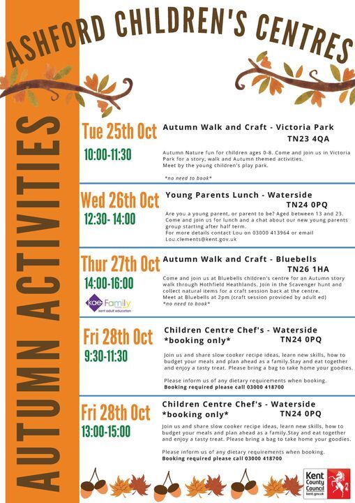 FREE Ashford Childrens Centre Activities October Half Term 2022 News