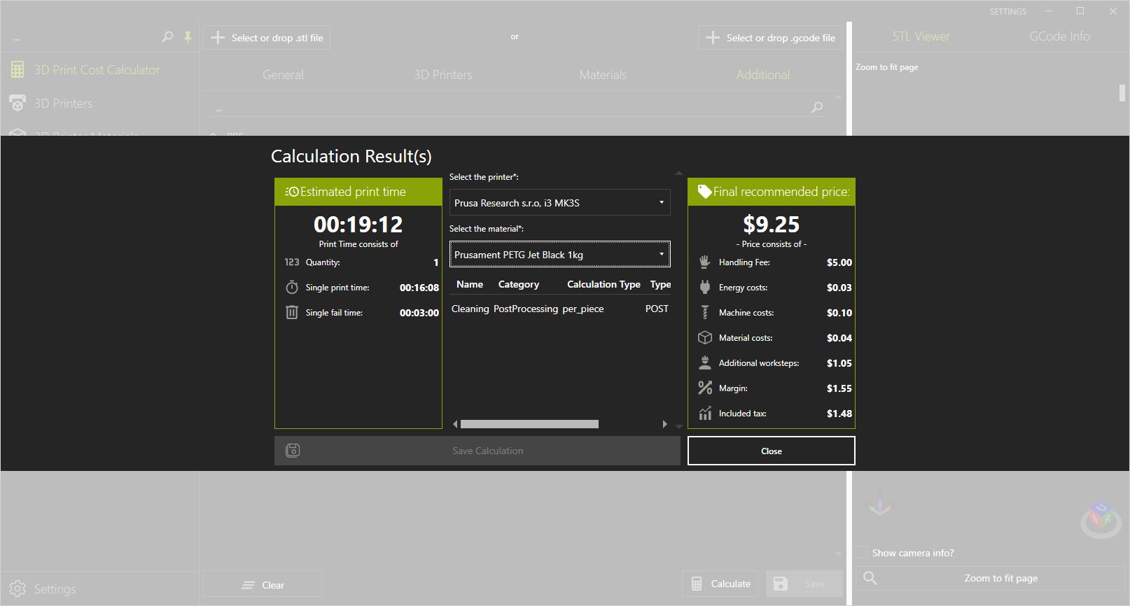 3D Druckkosten Kalkulator AndreasReitberger