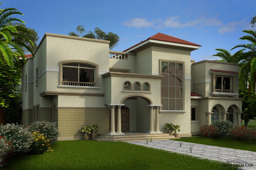 فيلا رائعه من اليكس ويست مصر مساحة المبنى 543 م2 بالمساقط والواجهات » arab arch