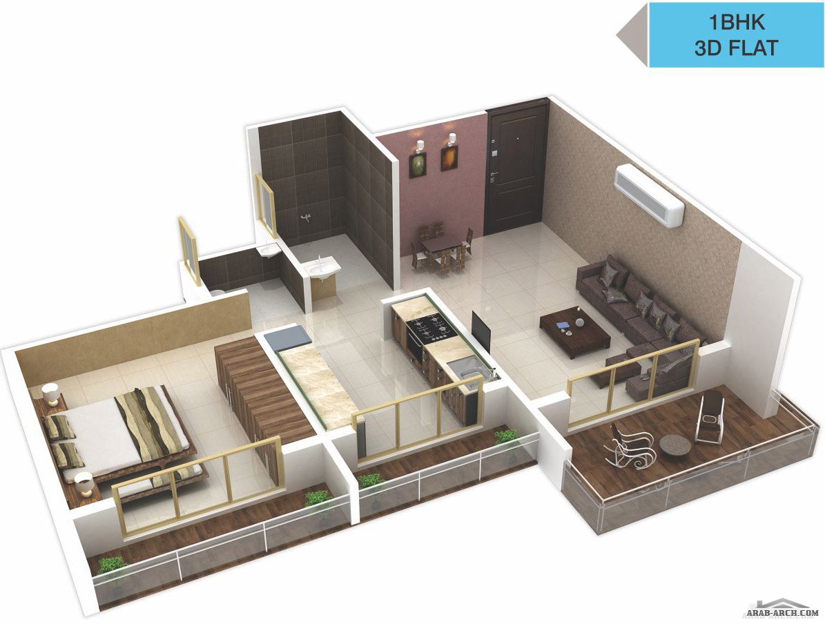 خرائط شقق استوديو غرفة نوم واحدة » arab arch