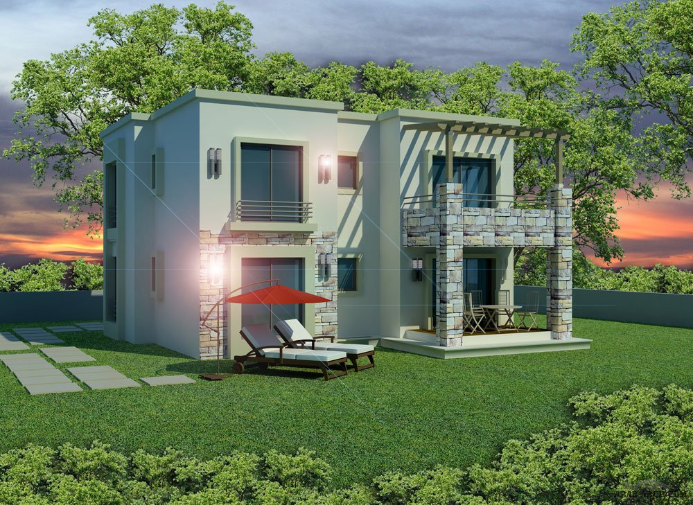 تصميم بيت تركى طابقين بسلم خارجى شقتين » arab arch