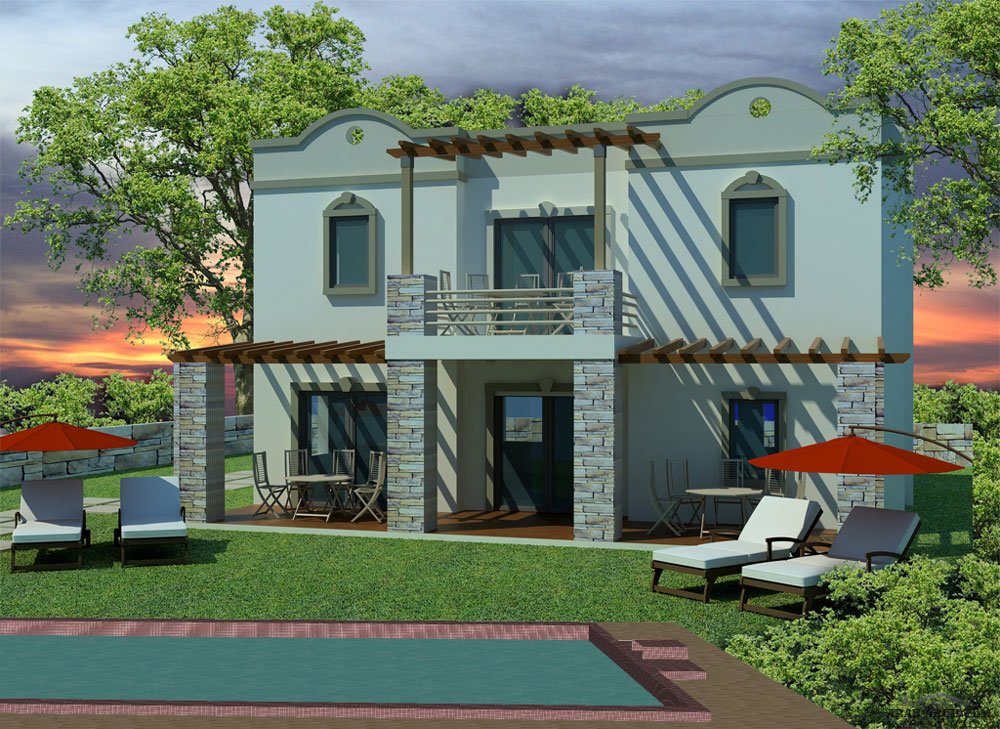 بيت ريفى تصميم تركى طابقين بسلم داخلى » arab arch