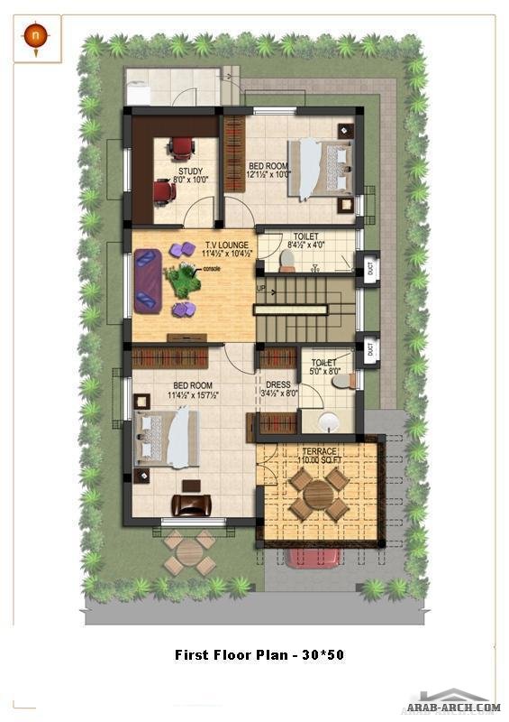 تصاميم فيلا صغيرة المساحه الارض 9*15 متر » arab arch