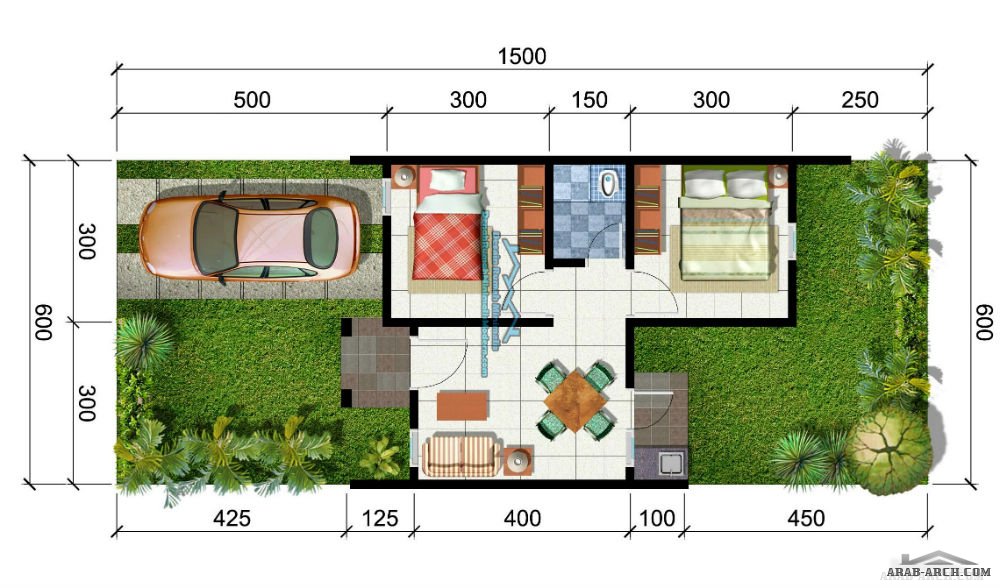مخطط 2 بيت عراقى 6*15 و 6*12 متر » arab arch