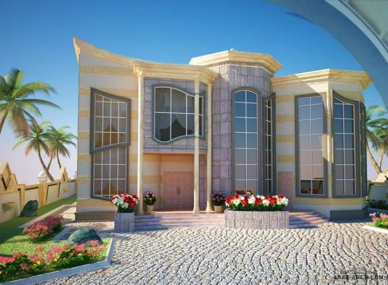 واجهات فلل فاخرة تحتوى على تصاميم شبابيك مميزة » arab arch
