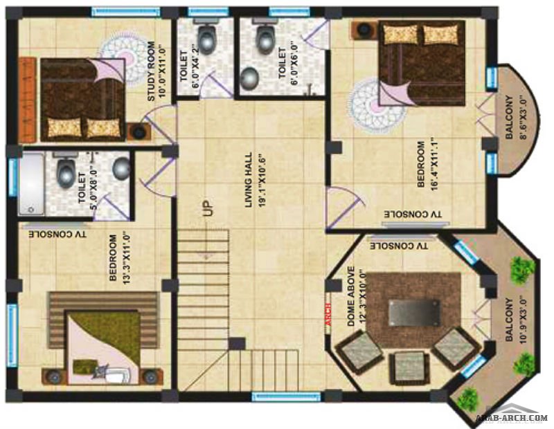 مخطط فيلا صغيرة المساحه تصميم اوربى 5 غرف نوم » arab arch