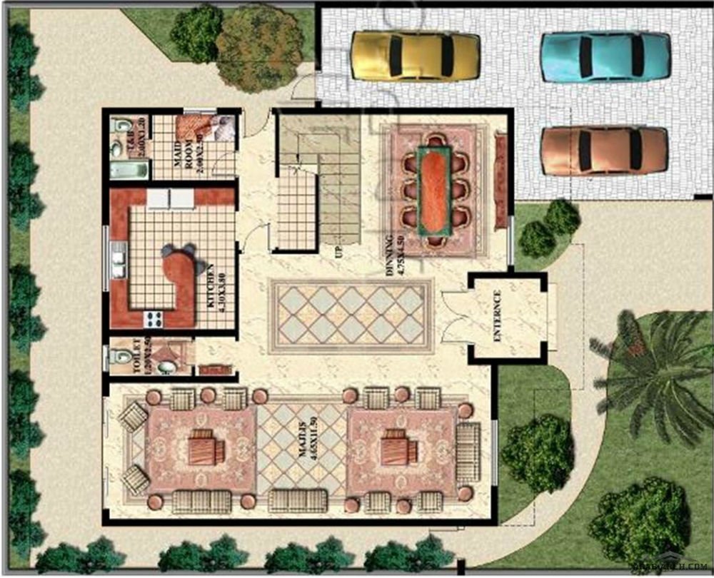 تصميم فيلا خليجى 5 غرف نوم » arab arch