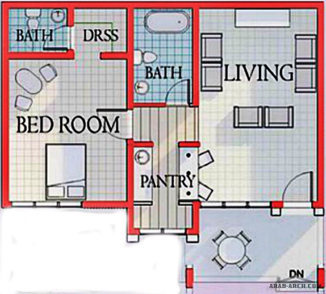 مخطط بيت صغير استراحه 70 متر » arab arch