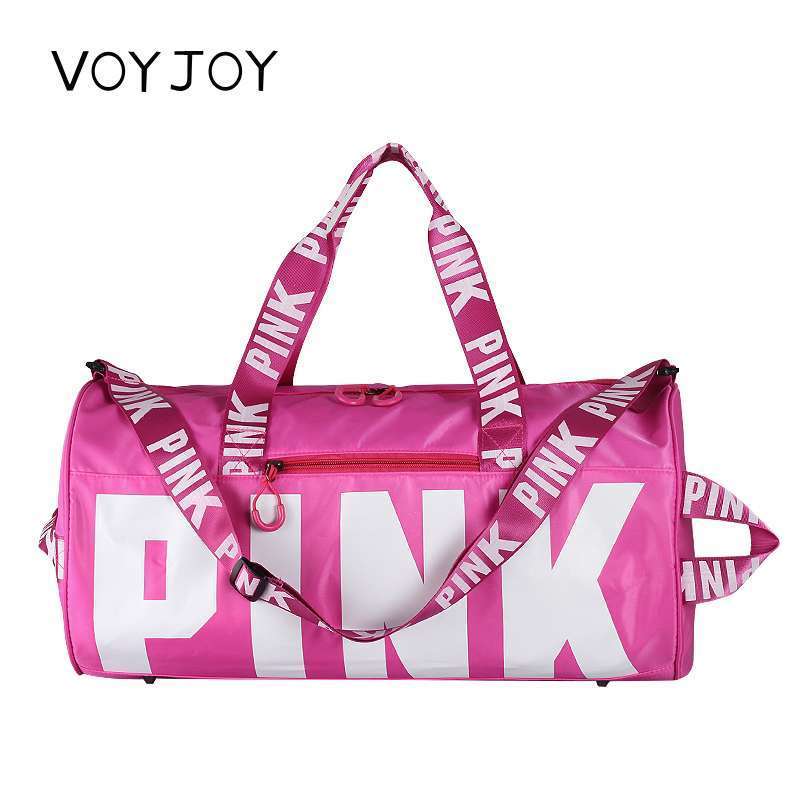 Pink Foldable Sport Gym Women Mens Waterproof Travel Duffel Bag (Pink