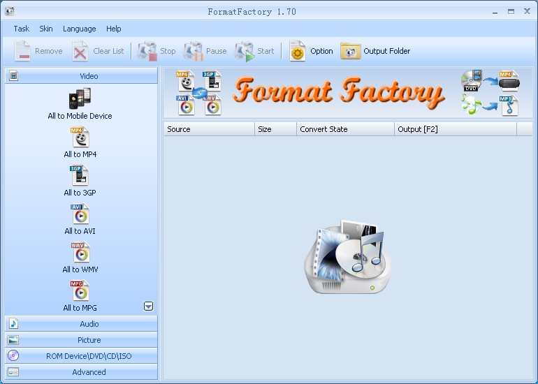 برنامج Format Factory محول الصوتيات والمرئيات والصور