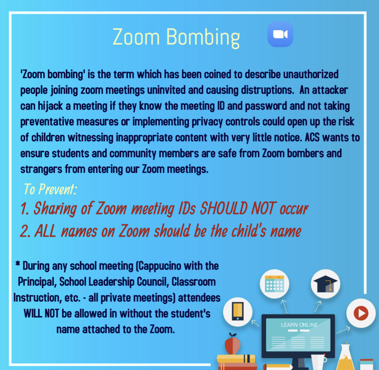 Zoom Bombing Flyer Ararat Charter School
